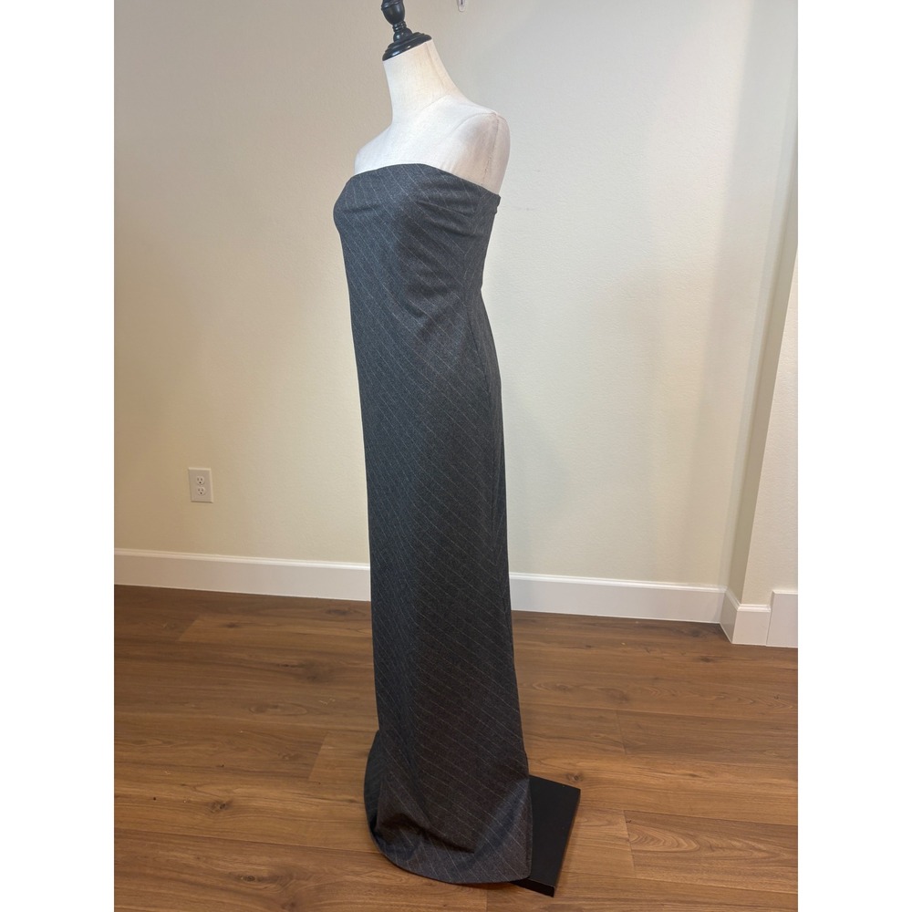 vtg Ralph Lauren Dress Black Label S Pinstripe wool blend Strapless Minimalist - Picture 4 of 10